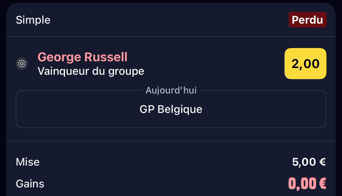 LaTeamBDT's tweet image. Hello @Betclic
Notre ami Russell est bien arrivé 1er du groupe (Russell, Albon, Tsunoda, Hadjar)
Merci de corriger 🏁❤️ #TeamParieur