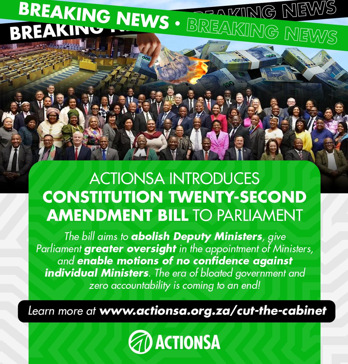 ActionSA_2026's tweet image. ActionSA in 2024 promised to fight for South Africans and is doing exactly that. Two bills have been successfully submitted, and more is to come.
ActionSA has become the unofficial opposition in Parliament