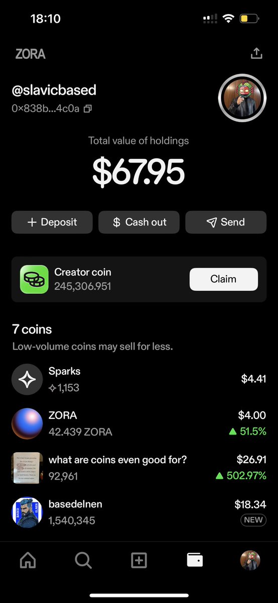 basedsnipez's tweet image. Started with 0$.
Joined $ZORA and supported some creators for the last few hours.
Basically as if I was scrolling through Instagram, but I got paid more than in my old local job as a waiter.
Bullish.
If you think I‘m missing out on some creator coins let me know in the comments…