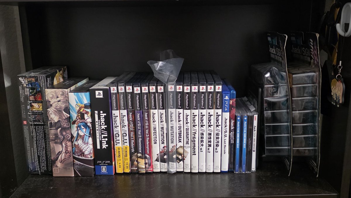 CosmicGaming91's tweet image. It&apos;s nice to once again finally have the entire .hack set completed. That was one thing I accomplished at classic game fest. Also ignore the fact I have two mutation copies. One is factory sealed. 
Now I just need vol 4 in Japanese and vol 3 of GU in Japanese as well.
