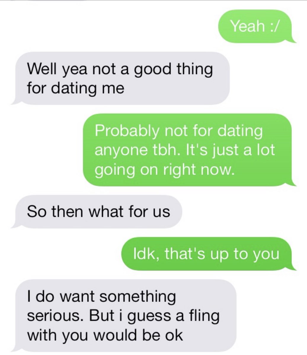 jess_felts's tweet image. Seeing all this Ratty chatter reminded me of my old situationship who would frequently come in and out of my life and then ghost me. I would take screenshots of his texts and save them to remind myself what an ass he was. “I guess a fling would be okay.” 🤣😂