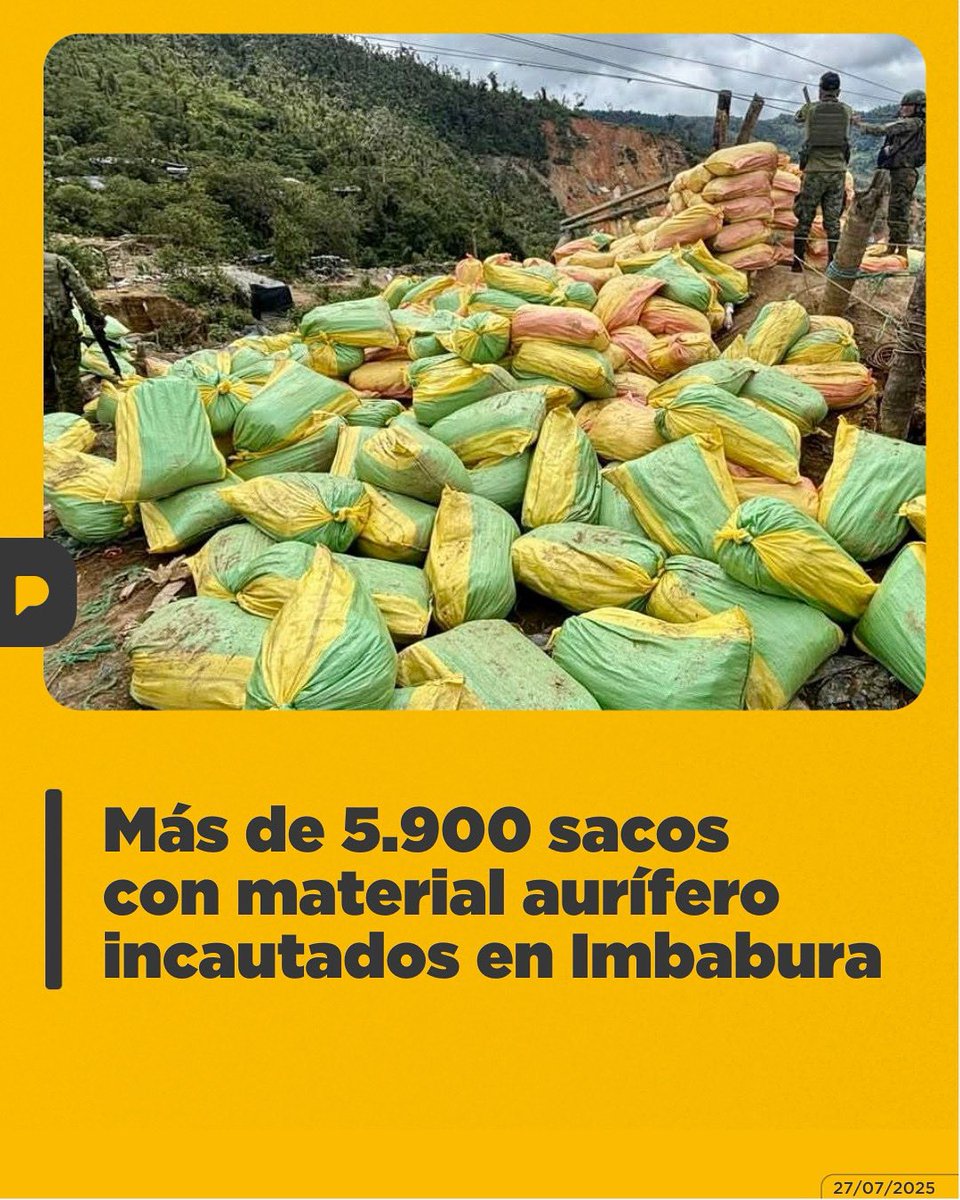 LaPosta_Ecu's tweet image. En un operativo en las minas El Olivo y Nueva, en Imbabura, militares del Bloque de Seguridad decomisaron más de 5.900 sacos de material, explosivos y maquinaria. También destruyeron casuchas y garitas usadas por mineros ilegales. Todo fue inhabilitado con aval de la autoridad…