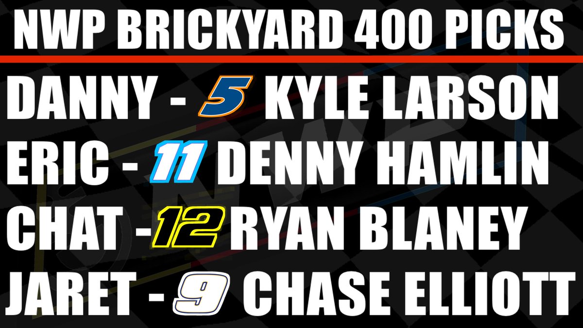 IceTitan80's tweet image. NWP picks for the 2025 Brickyard 400