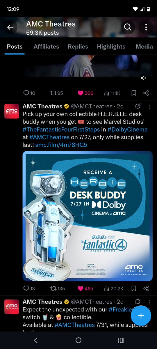 DustyTheApe's tweet image. Picked up this lil H.E.R.B.I.E๐ค๐งโ๐ป Desk Buddy this morning. Was the first to get it at my theatre, had to ask someone to bring them outโบ๏ธ. WE MAKE MOVIES BETTER!!๐ฆ๐ฟ๐๐๐๐ฟ๐ฆ #AMC @AMCTheatres @CEOAdam #AMCTheatres #FantasticFourFirstSteps #FantasitcFour #Dolby #DolbyCinema