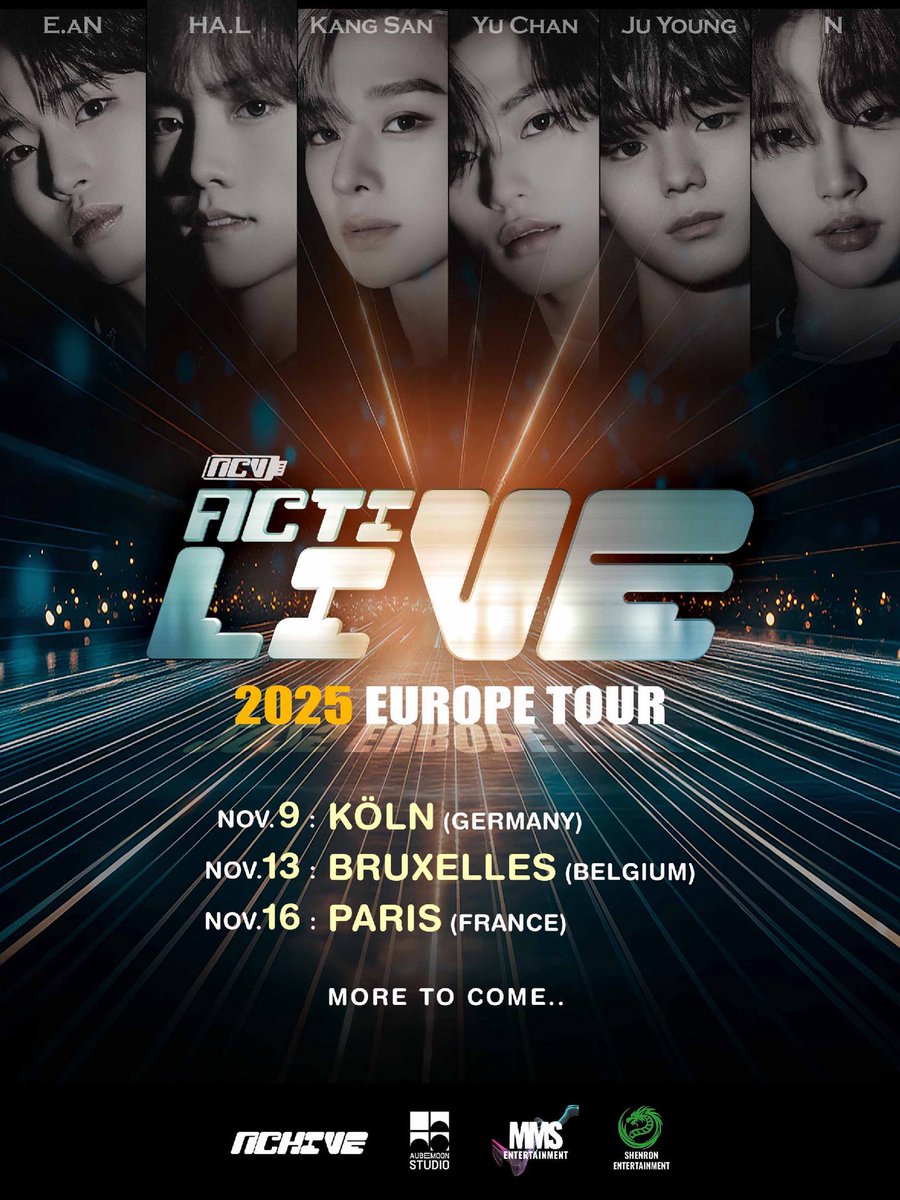 C’EST OFFICIEL !
NCHIVE arrivent pour la toute première fois en Europe avec leur tournée explosive :
ACTIVE LIVE -NCHIVE EUROPE TOUR 2025

💥 Prépare-toi pour une expérience live unique, pleine d’énergie, de puissance et de passion K-pop !

📍 DATES OFFICIELLES :
🇩🇪 09 novembre –