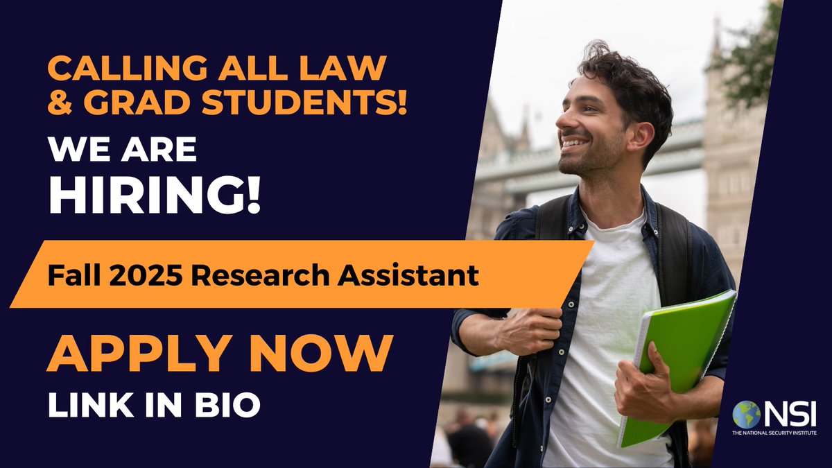 MasonNatSec's tweet image. Looking to break into the national security field? Apply today: nationalsecurity.gmu.edu/research-assis…
NSI Fall 2025 Research Assistants conduct research for upcoming publications by monitoring Congressional and legislative developments.
Could that be you?
@georgemasonlaw + @georgemasonu