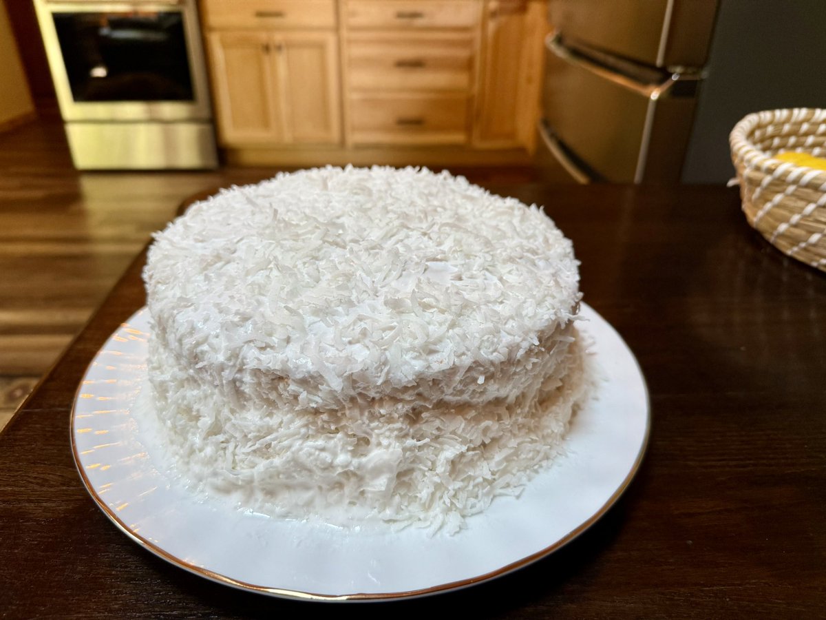 It’s Sunday. A time for communing with God. 🙏🏾And spending time with family and friends, a rare occurrence for us here in the Northwoods. I made a scratch made cake for tonight’s dinner. It’s a pound cake with pineapple filling and coconut icing. It’s a family tradition to make