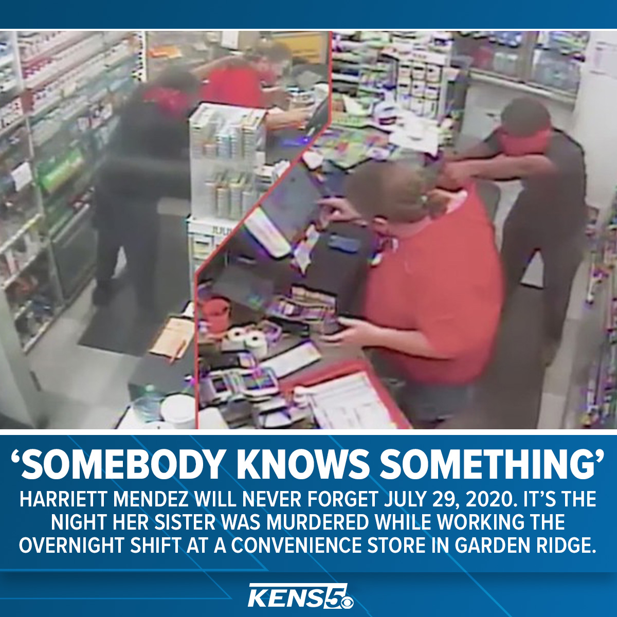 KENS5's tweet image. A masked gunman entered the E-Z Mart around 3 a.m. on July 29, 2020, demanding lottery tickets and cash. While the clerk complied, the gunman ended up shooting and killing her before running away.
MORE: kens5.com/article/news/c…