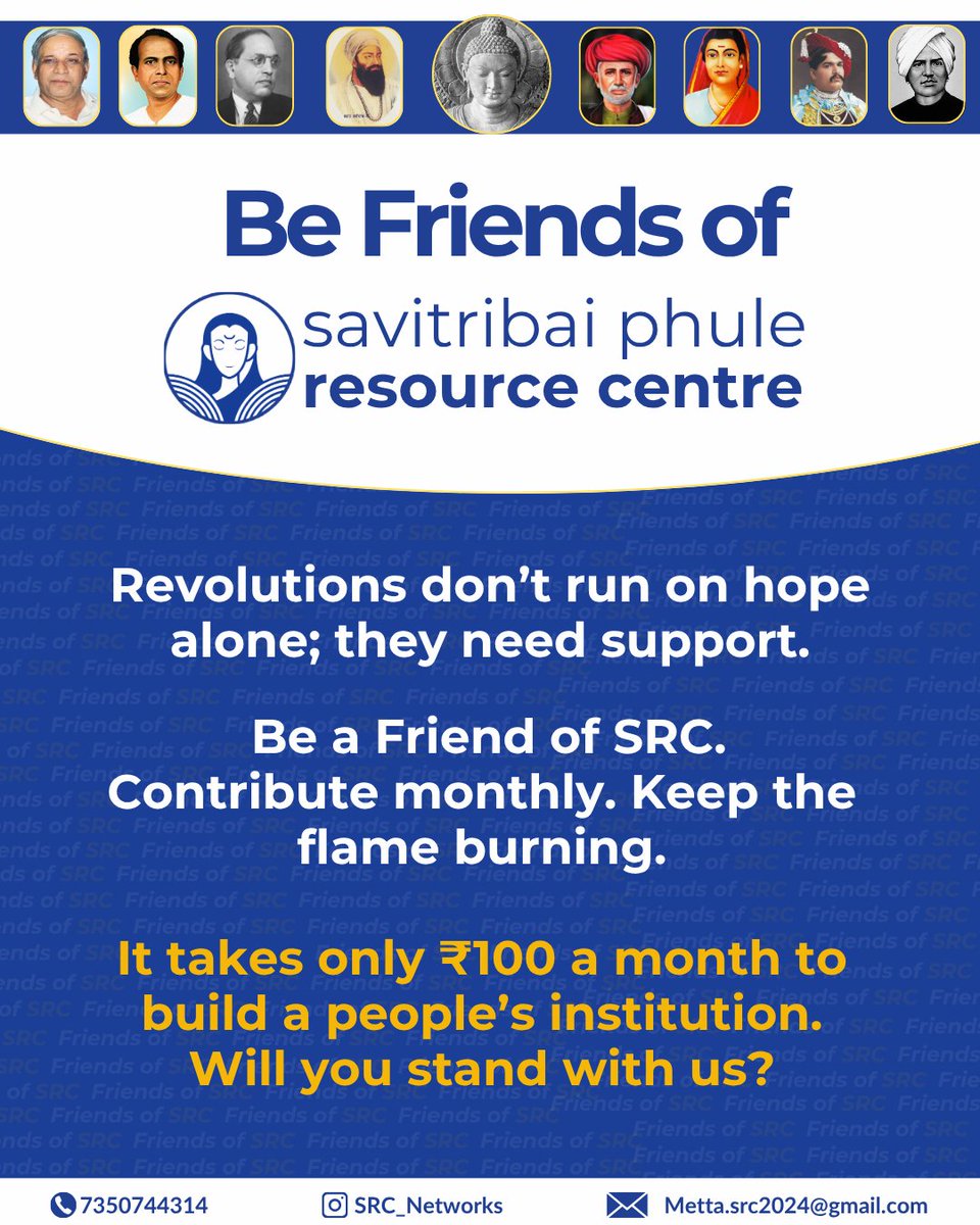 If we don’t fund our own futures — who will?
From free tuitions to anti-caste youth leadership, SRC is building what our communities were denied.
Now we need you.
💥 5000 monthly contributors. ₹100–₹500. One powerful movement.
👉 forms.gle/hcNpyG7EzR25K8…