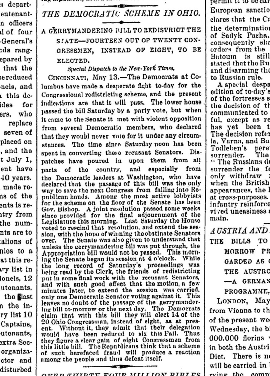 Mid-decade redistricting (the 1878 version) from the pages of the NYT. 

timesmachine.nytimes.com/timesmachine/1…
