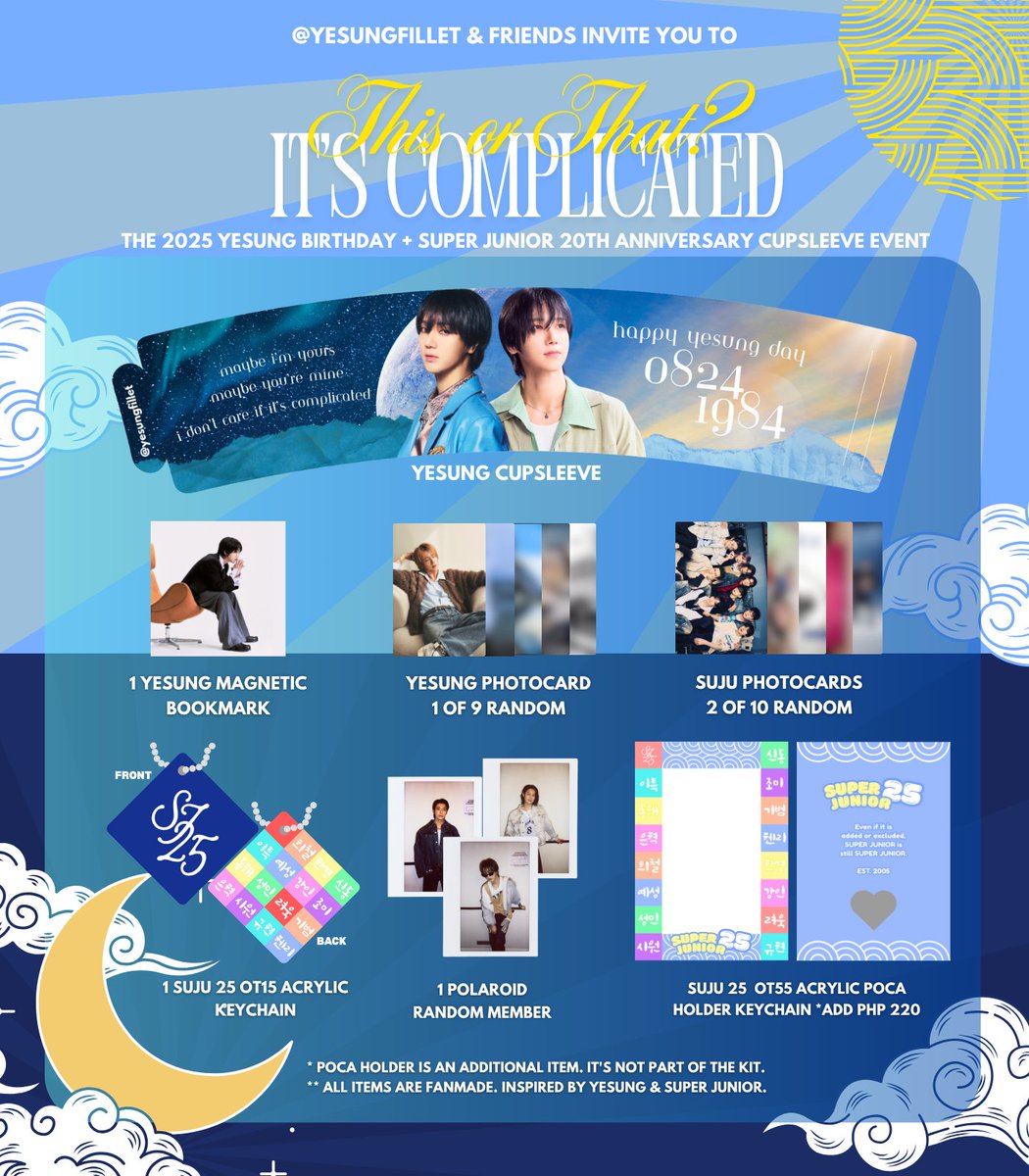 yesungfillet's tweet photo. Shares are appreciated. 🥹🙏

Yesung na pang-umaga o Yesung na panggabi? Pwede both? Just like this dual event, This or That? It's Complicated. 🍳  

💙 Clouds/ ELF, join on Yesung Day + Suju Anniv! 
👩‍🍳 30 Slots
📅 Aug 23, 2PM
📍 Cafe Shylō Pasig
📝 Form: https://t.co/aO9zLjOQlK https://t.co/W6HGFpPT7t