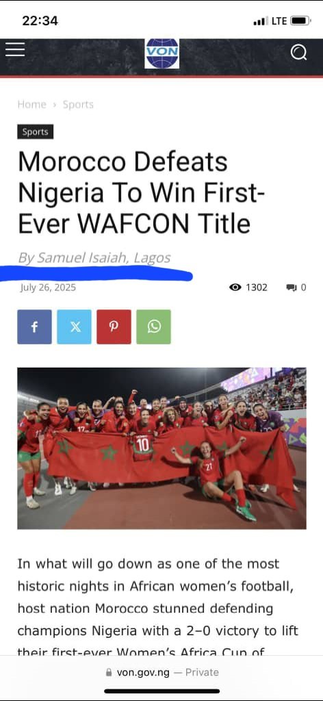 _officialczar's tweet image. Last night, haters of Nigeria 🇳🇬 had prayed @NGSuper_Falcons were defeated. Their agents were everywhere includin one SAMUEL CHIMEZIE ISAIAH who actually works for @voiceofnigeria. E'en before the match ended, he'd published Nigeria's loss
The other doofus was tewonde Darlington