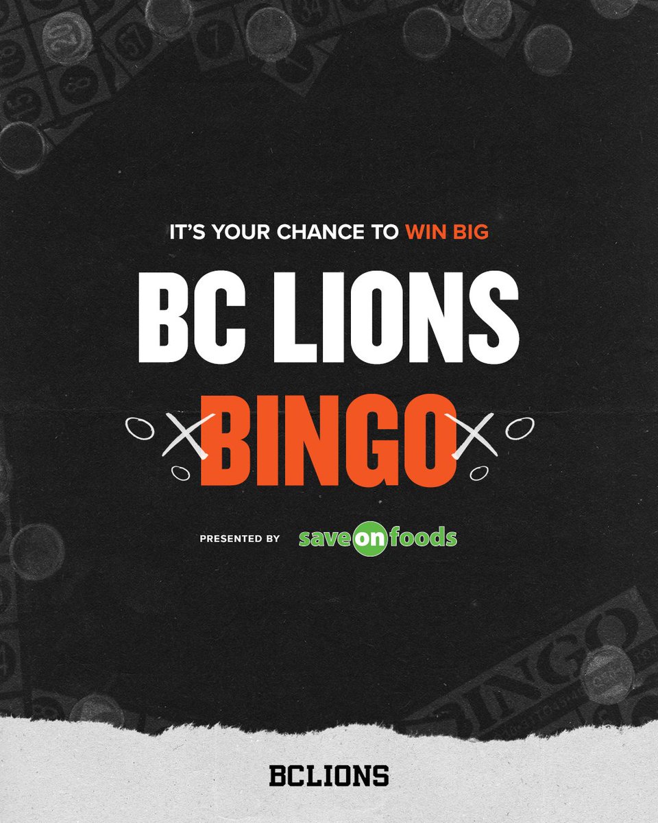 BCLions's tweet image. BINGO CARDS ARE LIVE! 🎯
Save-On-Foods BINGO is back for tonight’s game at @saveonfoods Field! Follow the action, mark your plays, and you could win big.
✅ 10 winners tonight
💰 $500 grand prize at season’s end
Start playing now →bit.ly/4kVKiTr
#BCLions |…