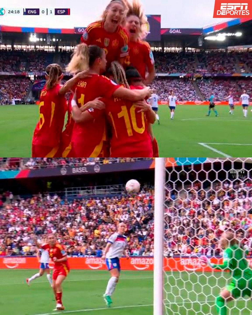 ESPNDeportes's tweet image. ¡España se puso adelante con el cabezazo de Mariona! 💥
1-0 sobre Inglaterra en la final de la Euro. ⚽️