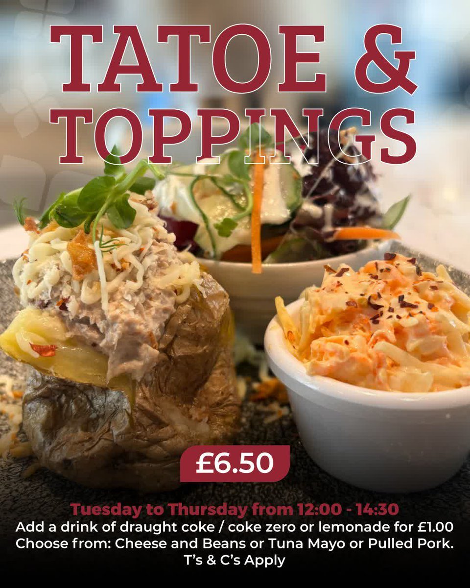 ExperienceOx's tweet image. Join Hilton Garden Inn Abingdon every Tuesday, Wednesday, and Thursday for Tatoe & Toppings β your favourite jacket potato loaded with a variety of mouth-watering toppings. ππ₯
#ExperienceOx #AbingdonOnThames #Oxfordshire #OxfordshireHotels