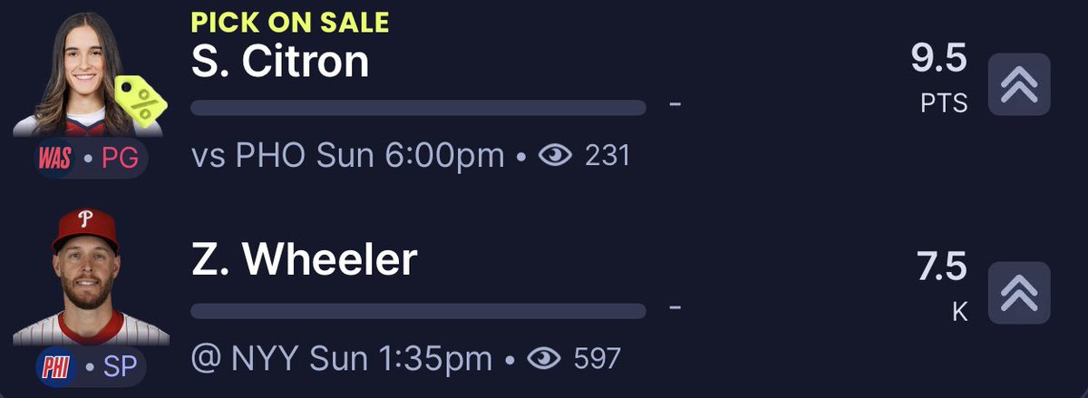 WizardOddsX's tweet image. TAKE ADVANTAGE OF THIS DISCOUNT 🏷️
Sonia Citron O 9.5 Pts
Zack Wheeler O 7.5 K’s
I will Cash App $10 to someone if we sweep, must be following!
Click the link to tail ⬇️
🔗 e.slpr.link/12552200846248…
DROP A 💚 IF TAILING