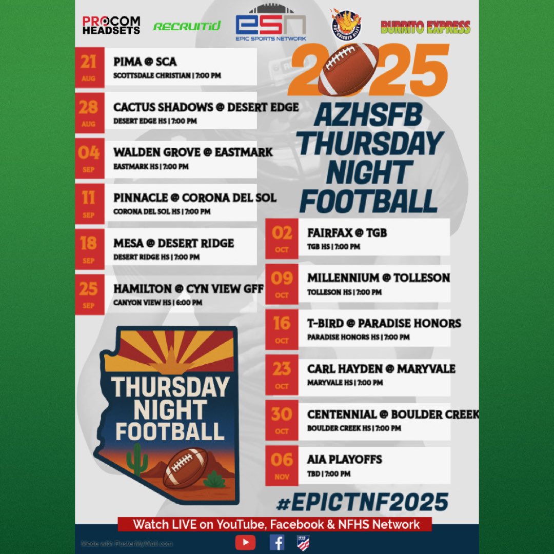 RECRUITid (@_recruitid) on Twitter photo 🚨 Partnership Announcement 🚨
We’ve teamed up with <a href="/EpicSportsTV/">Epic Sports Network</a> to bring you Thursday Night Football with a new twist — the RECRUITid Replay 🔁
Highlighting the biggest plays.
Giving athletes the spotlight they deserve.
Every Thursday night. Don’t miss it.
#RECRUITidReplay 🚨 Partnership Announcement 🚨
We’ve teamed up with <a href="/EpicSportsTV/">Epic Sports Network</a> to bring you Thursday Night Football with a new twist — the RECRUITid Replay 🔁
Highlighting the biggest plays.
Giving athletes the spotlight they deserve.
Every Thursday night. Don’t miss it.
#RECRUITidReplay