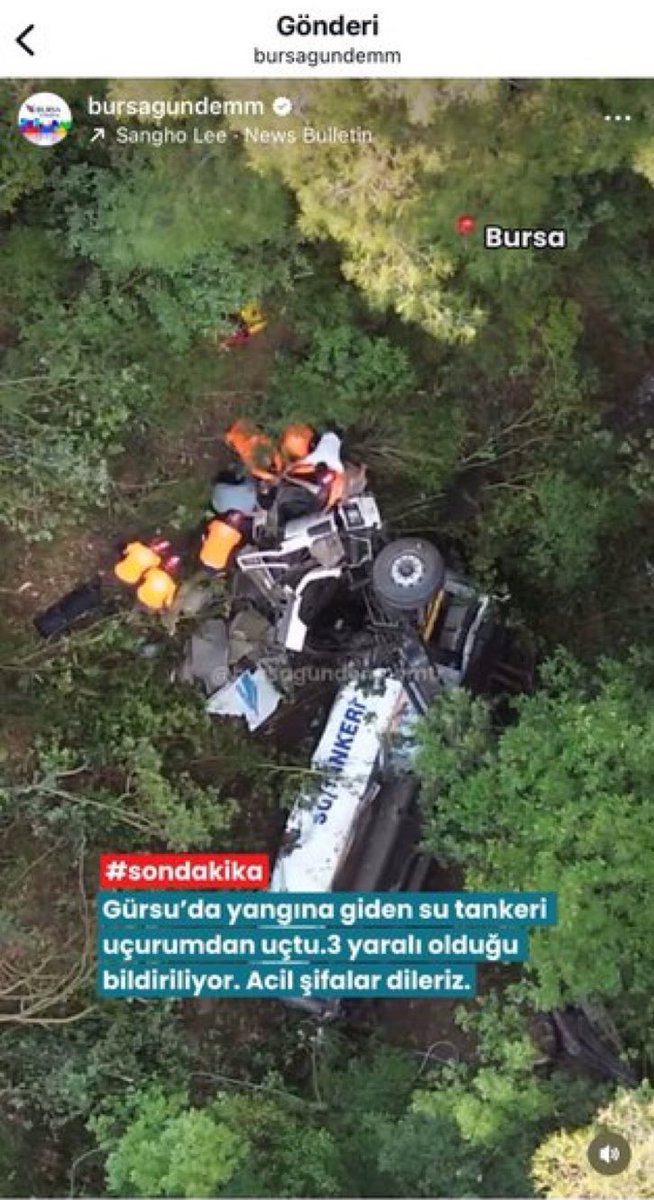 bosluktakaldim's tweet photo. arkadaşlar çok önemli yayalım lütfen. bursa gürsu’da yangına yardıma giden su tankeri uçurumdan düşmüş, ölü yaralı varmış. yolları işgal etmeyelim. ambulans ekipleri müdahale etmişler https://t.co/ZgtRCvkeVM