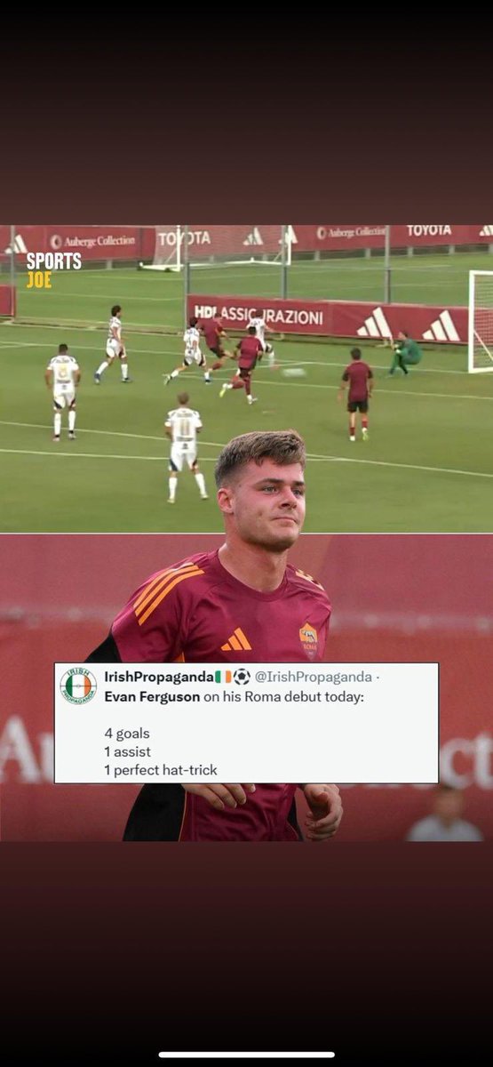 How the fuck did this happen?!
🤷🏻‍♂️🤷🏻‍♂️🤷🏻‍♂️🤷🏻‍♂️🤷🏻‍♂️🤷🏻‍♂️🤷🏻‍♂️🤷🏻‍♂️🤷🏻‍♂️🤷🏻‍♂️🤷🏻‍♂️🤷🏻‍♂️

Evan Ferguson on his Roma
debut,4 goals and 1 assist in
70 mins of football.