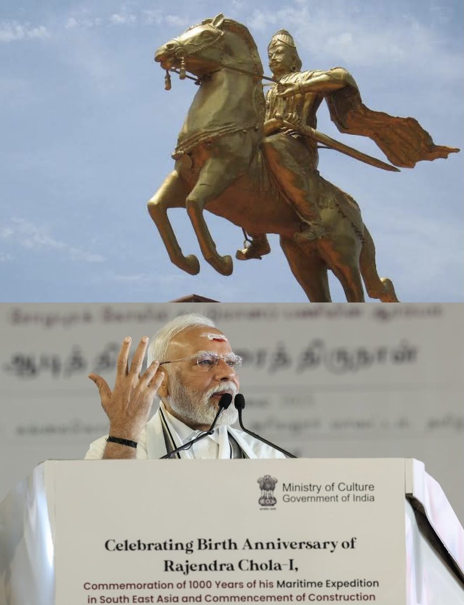 Rahulk123d's tweet image. 🚨#BIG : #PMModi announces setting up grand statues for #RajarajaCholan and #RajendraCholan in
#TamilNadu
#CholaDynasty #PrideOfTN