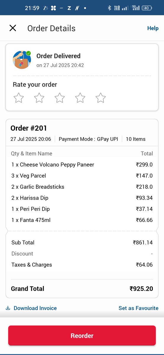 Just delivered uncooked food and missed items from my order <a href="/dominos/">Domino's Pizza</a> <a href="/dominos_india/">dominos_india</a> —completely unacceptable.If I wanted raw dough and disappointment, I’d stay home hungry. Expecting a full refund ASAP. #DoBetterDominos