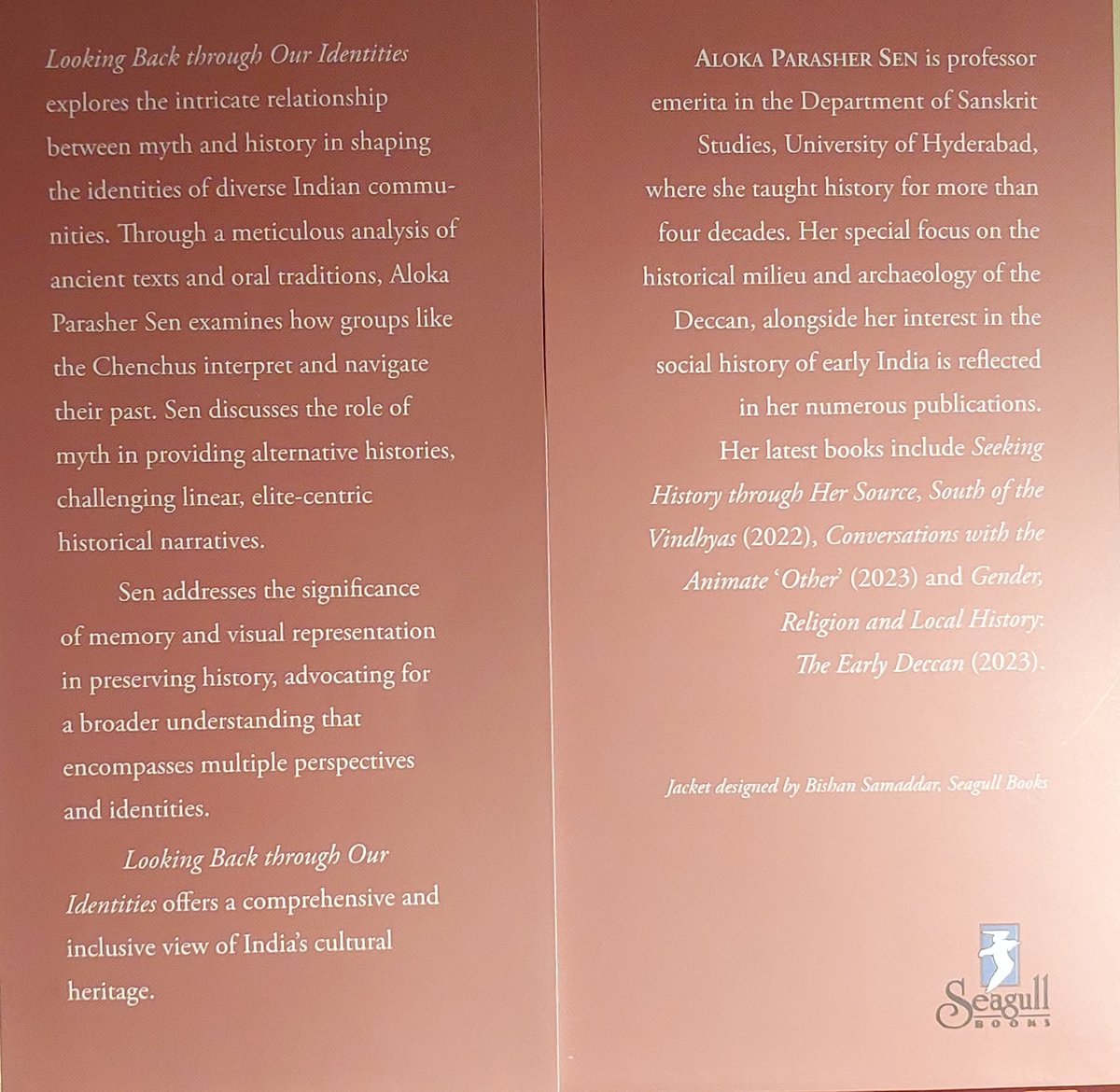 HydUniv's tweet image. Prof. Aloka Parasher Sen, former professor of the Department of History, School of Social Sciences, University of Hyderabad (UoH) has published a book titled “Looking Back through Our Identities – Itihasa Purana” as part of the History for Peace Tract Series by Seagull Books,…