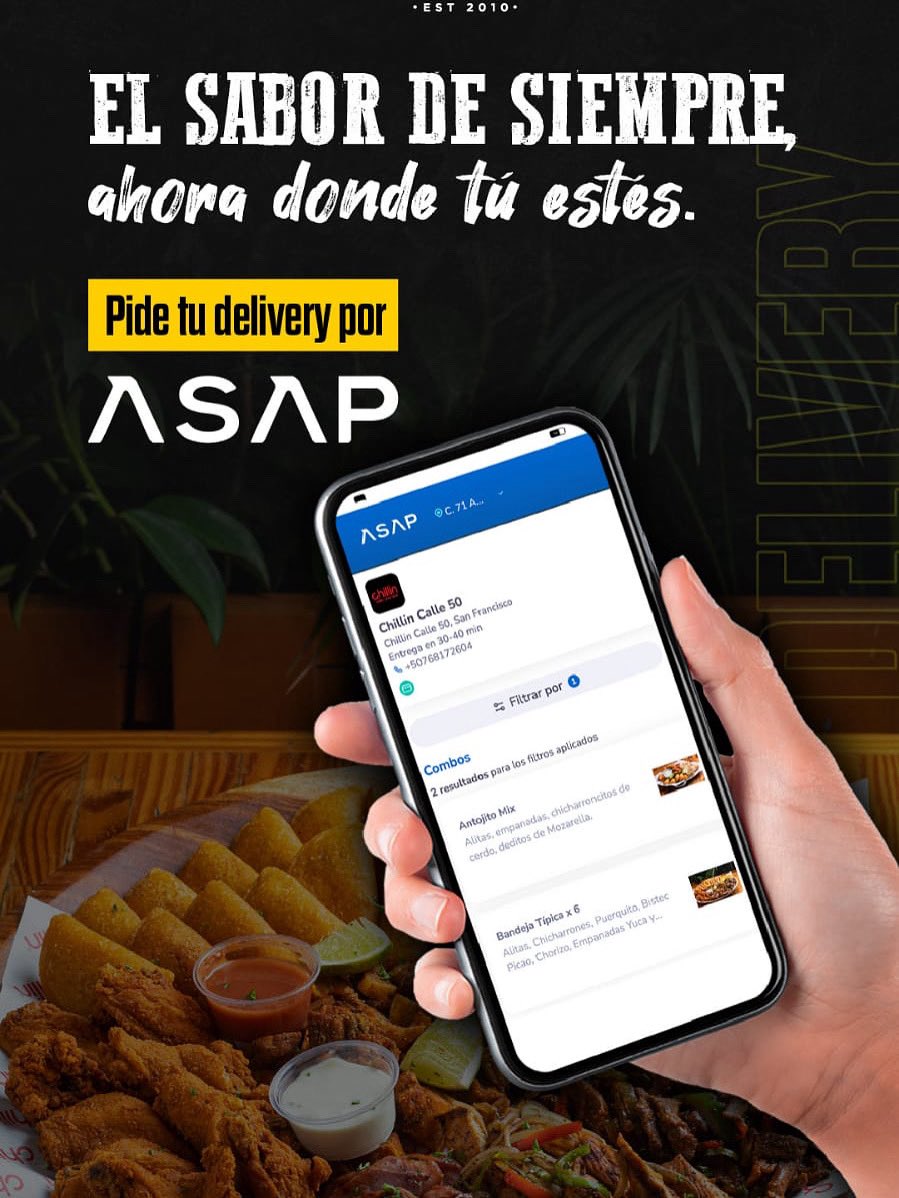 Ahora nuestro menú a la comodidad de tu casa usando <a href="/asapp507/">ASAP</a>