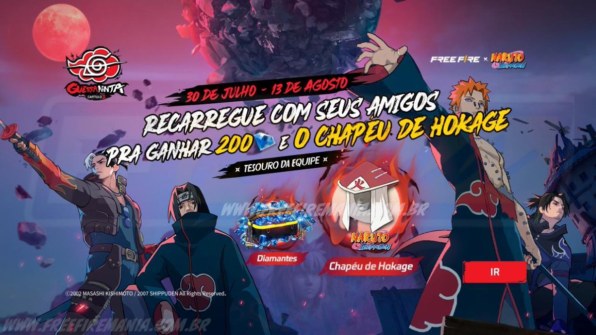 🔥🔥 Recarga Free Fire: ganhe Chapéu - Hokage ao comprar diamantes em 30 de julho (2025) freefiremania.com.br/noticia/recarg… Acesse e saiba mais! #freefire #freefiremania #garenafreefire