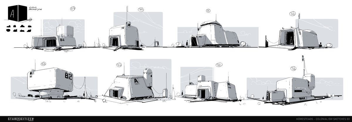 cdoretz's tweet image. Finally published a huge bulk of work for Star Citizen's homesteads that I have not shown before. Head over to my Artstation profile to see tons of exterieur in one place: Keyarts, Sketches and Explorations
artstation.com/artwork/RK0KnW
#conceptart #starcitizen #scifi #gamedev #b3d