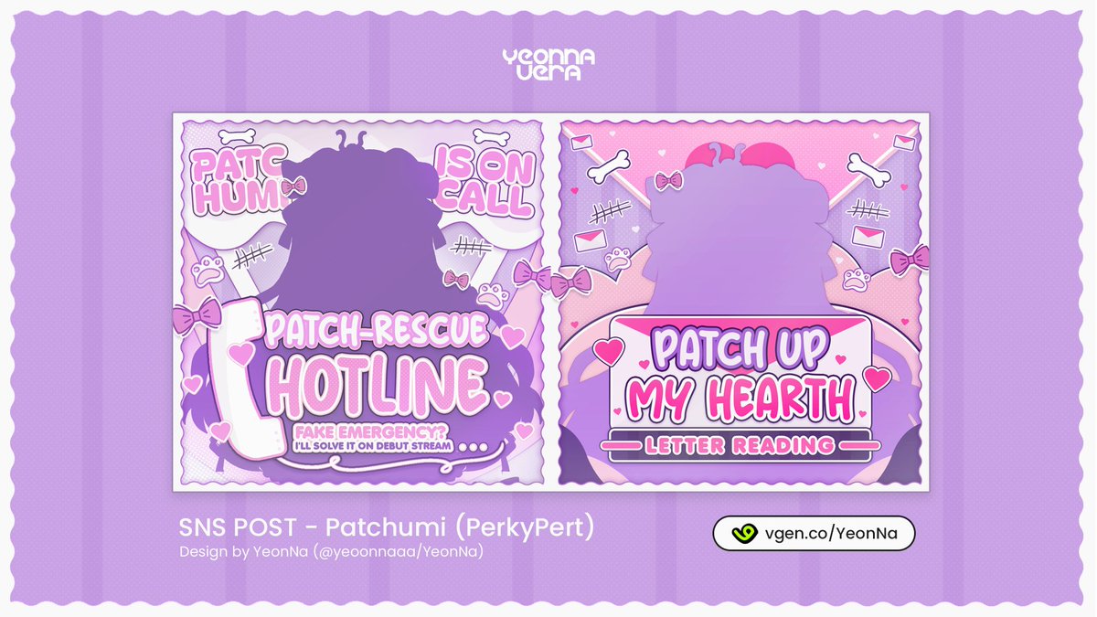 yeoonnaaa's tweet image. ---Commission Work!---
SNS Post Design for @PatchumiVT (@PerkyPert_)
Patch-Rescue &amp;amp; Letter Reading Hotline! 📞💌
Cute visuals tailored with soft colors

Make your stream/posts stand out, get your own design here: 📩vgen.co/YeonNa

#VGenComm #Vtuber