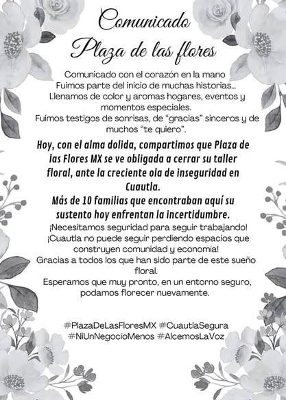 DigitaMorelos's tweet image. #Entérate | Gracias, Claudia…
🚨 Por la inseguridad imparable, cierra sus puertas la Plaza de las Flores en Cuautla.
¿Y la seguridad que prometiste en tu última visita a la Tres Veces H? 🤔
🔒 Comerciantes y visitantes ya no aguantaron más la violencia.
#Cuautla #Morelos