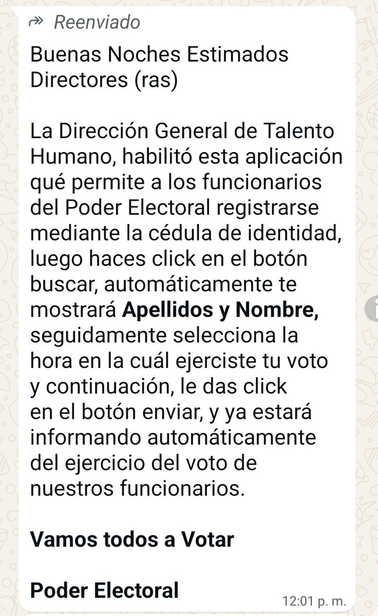 MundarayZair's tweet image. Una desesperada directiva del #CNE obliga a votar y registrar el voto a los funcionarios del ese organismo. Todos los funcionarios saben que el voto no elige, que el poder electoral es parte del entramado criminal, que al final del día llega una "servilleta" desde Miraflores con…