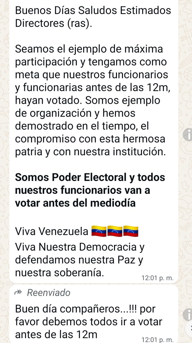 MundarayZair's tweet image. Una desesperada directiva del #CNE obliga a votar y registrar el voto a los funcionarios del ese organismo. Todos los funcionarios saben que el voto no elige, que el poder electoral es parte del entramado criminal, que al final del día llega una "servilleta" desde Miraflores con…
