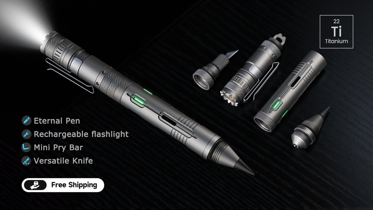 TechnikWheel's tweet photo. The CoreLite: 6-in-1 Modular Titanium Multitool Pen

👉 https://t.co/VtpD2qWlE2

A Precision EDC Tool That Writes, Cuts, Lights, Pries, Breaks Glass &amp; More. Crafted From GR5 Titanium for Maximum Durability &amp; Function

#kickstarter #pen #multitool https://t.co/e7UJmzENIM