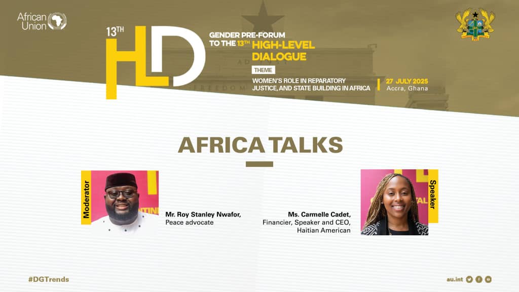 AUC_PAPS's tweet image. ♀️Gender pre-event #DGTrends
AFRICA TALKS: TV style interview & conversation on women’s contributions to democratic values & socioeconomic development
Mr @CRoystanley & Ms @CarmelleCadet
🌍Africa talks, 🗣️Voices're heard, 🎯Actions implemented!
@_AfricanUnion
@AGA_Platform