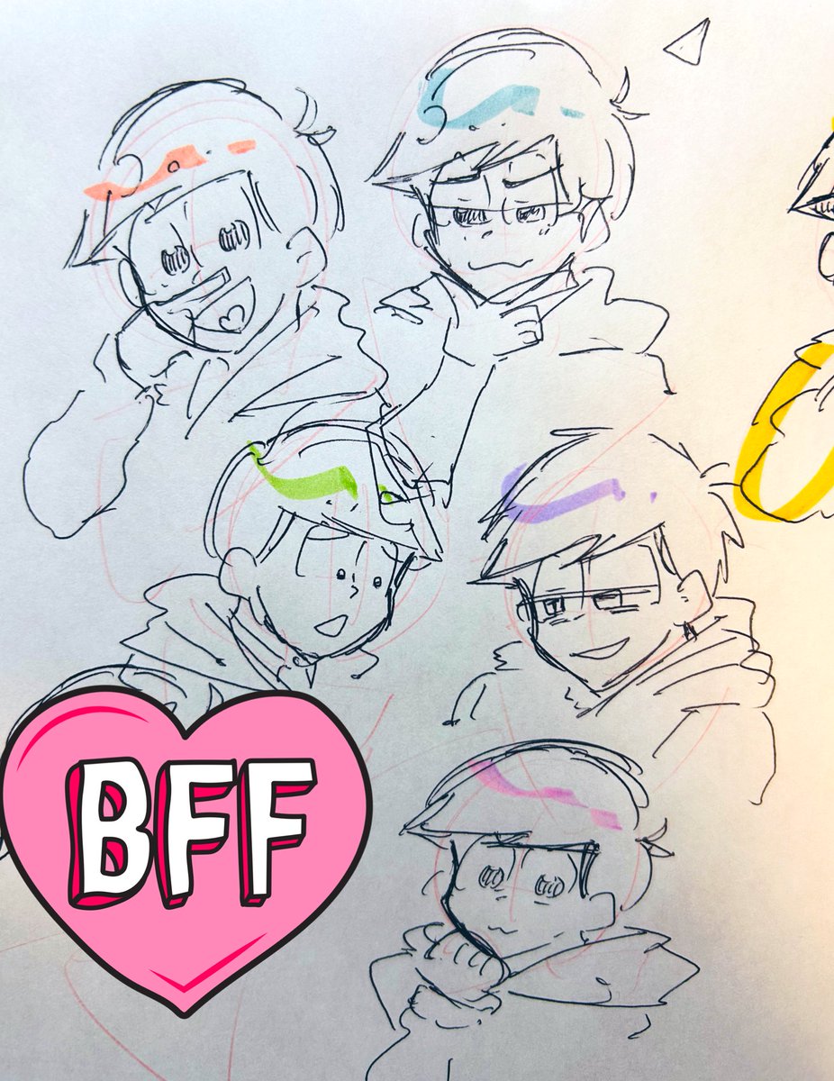 kyu_chan_ten's tweet image. 最近松熱すごい　らくがき
小学生ぶりに描いた（十四ミスったから描き直したけど