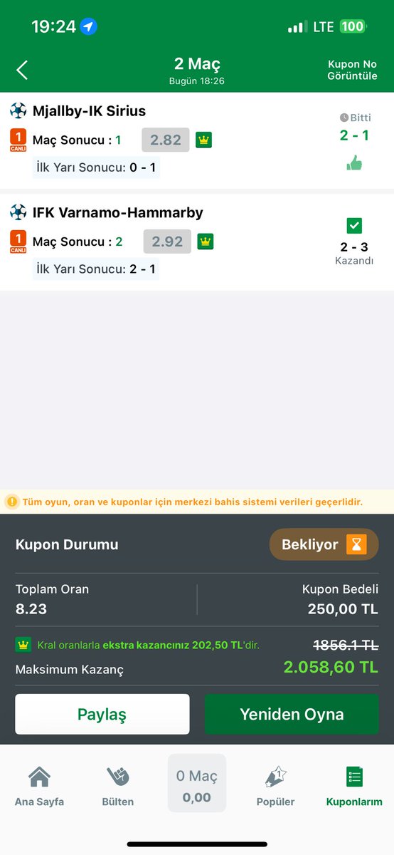 ✅ Pazar Öğle Seansı 3 ve dahası
✅ Üyelerimle birlikte kazanınca daha mutlu oluyorum✌️
Haftasonu devam ediyor⚡⚡⚡

#HighStakes
#HighStakesinplay
#tipstar
#tipstersunday
#mjallby #hammarby