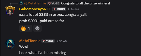 GabeMoncayoNFT's tweet image. Just paid out over $200 in prizes.
Gave away a @LongLostNFT @GhostLabNFT @beanbagfrens @MarboRacing and more!
Join the stream today at 2p EST for your chance to win!