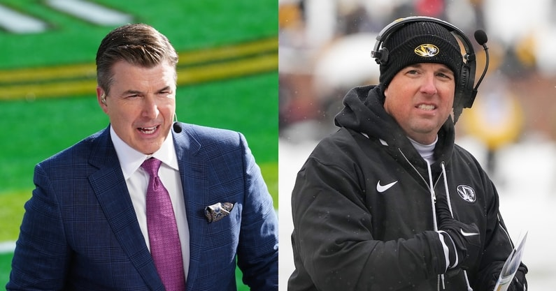 MizzouToday's tweet image. Rece Davis pushes back against Eli Drinkwitz's CFP ideas, concedes point: on3.com/news/rece-davi…