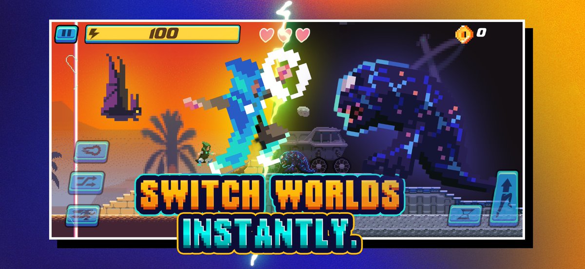 PixelRunners_TS's tweet photo. Pre-order is coming!
 Switch dimensions in real time.
 Battle unknown dangers.
 Run like reality’s collapsing behind you.
Pixel Runners: Time Shift is almost here — Pre-order starts soon on iOS &amp; Android!

#PixelRunners #indiegame #gamedev #retrogaming #mobilegames #comingsoon https://t.co/k6p0EKHngG