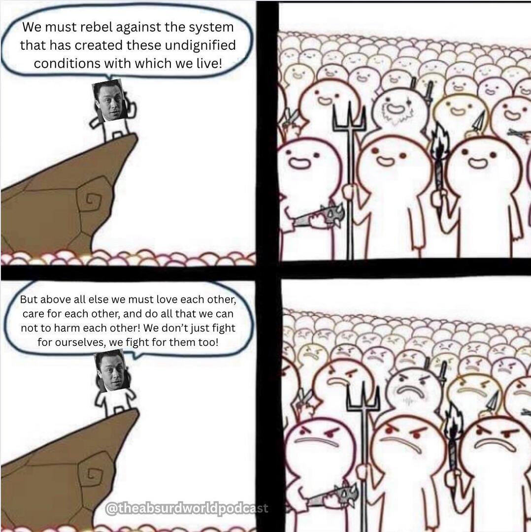 TotalPhilo's tweet image. Oh Camus… don’t you understand that removing the bloody violence from a rebellion is just boring?
