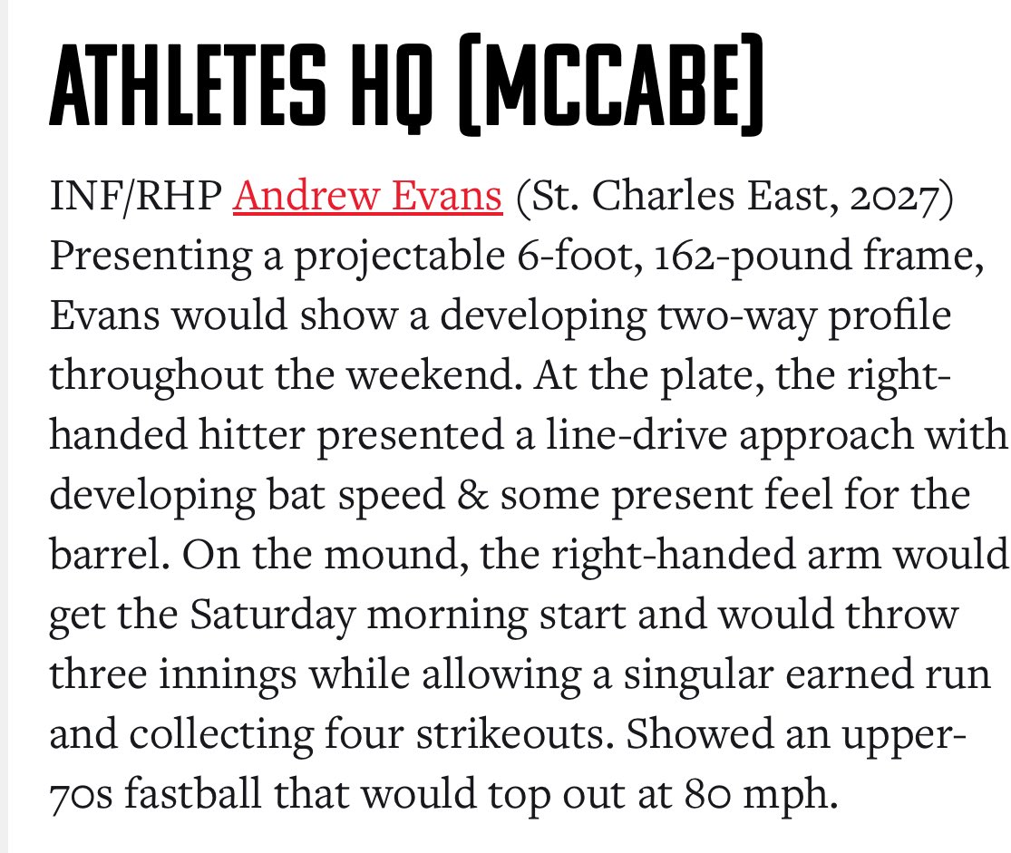 Thank you <a href="/pbtscouting/">Prep Baseball Scouting</a> for the write up from The Rock Summer Championships.
<a href="/Jordan_Dean1/">Jordan Dean</a> <a href="/LukeWStewart/">Luke Stewart</a> <a href="/PrepBaseballIL/">Prep Baseball Illinois</a>
