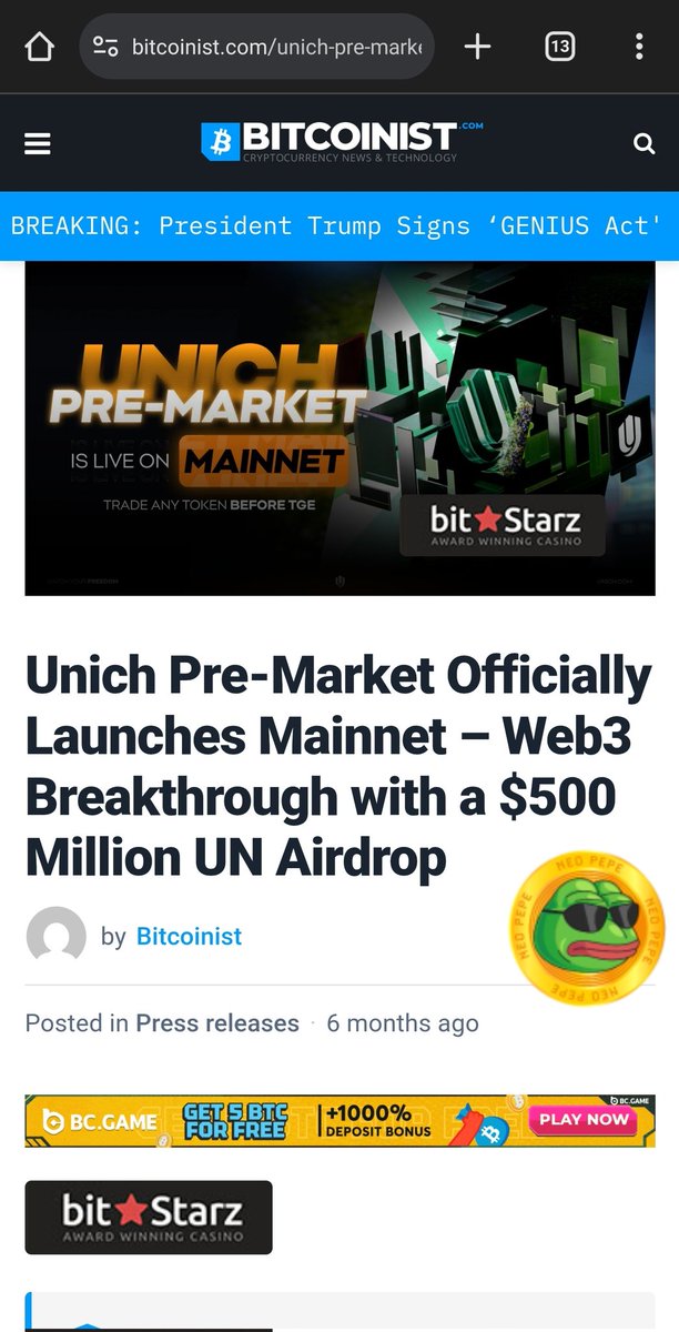 _bryanwild's tweet image. Unich has officially launched its mainnet, introducing a 500 million $UN airdrop. Users earn rewards via FD Points, and the platform supports peer-to-peer OTC trades backed by smart contracts. This marks a significant Web3 milestone. #unich