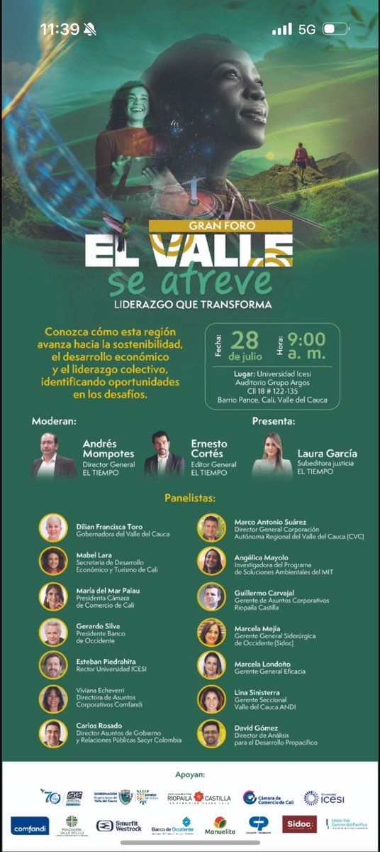 MabelLaraNews's tweet image. Un #ValleQueSeAtreve hoy en @ELTIEMPO: el turismo como punta de lanza para el desarrollo local, la competitividad y el orgullo de ser territorio.
Gracias por invitarnos a escribir sobre lo que estamos construyendo juntos.
Una ciudad buena para vivir, es una ciudad buena para…