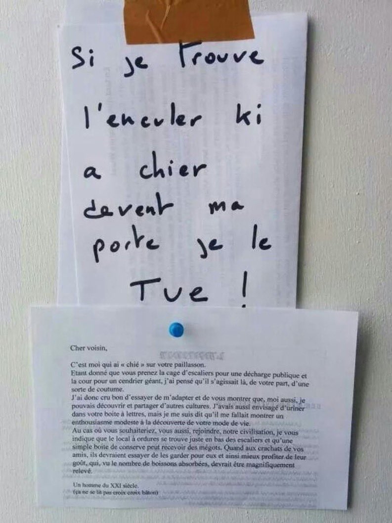 Mat_wine_2's tweet image. [THREAD] 

Les messages entre voisins les plus drôles.  Partie 2 ( hilarant)