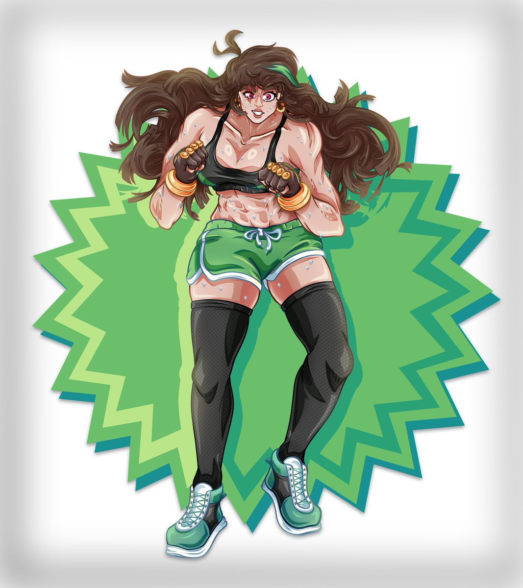 Finished my next pose with my OC Emma! This time I wanted to show off a bit more personality in both the pose and expression, while also showing of that she likes fighting etc. Feel like I could have exaggerated a bit more in the pose, but I quite like how the hair came out!