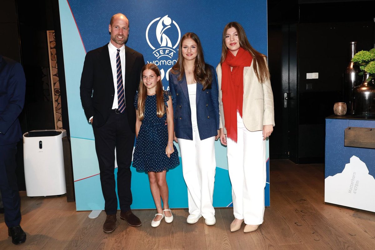 isaguor's tweet image. the Prince of Wales and Princess Charlotte together with The Princess of Asturias and Infanta Sofía, at the final of the UEFA Women’s EURO 2025.