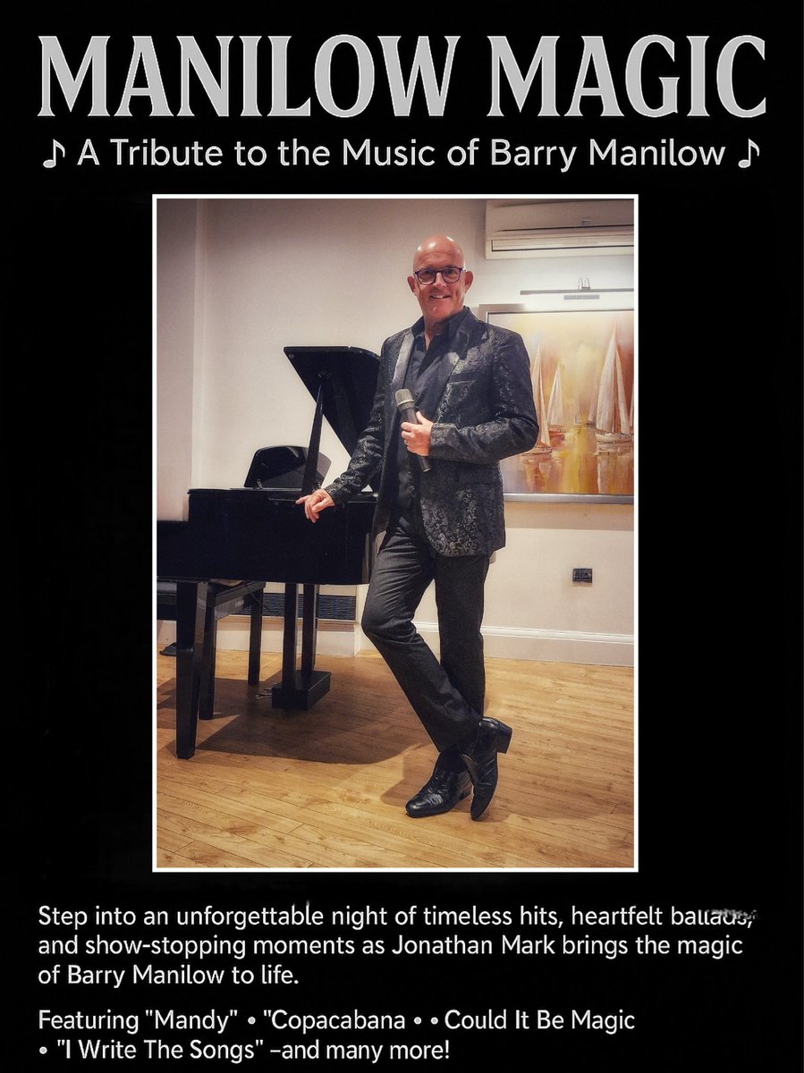JonathanMarkUK's tweet photo. πΆ Iβm thinking of bringing out a 45-minute Barry Manilow tribute show β packed with the hits: #Mandy, #Copacabana, #IWriteTheSongs and more.
Itβs smooth, nostalgic, and perfect for a wide range of audiences.
Who would book it?
#BarryManilowTribute #ManilowMagic https://t.co/OGqiqT7GcV