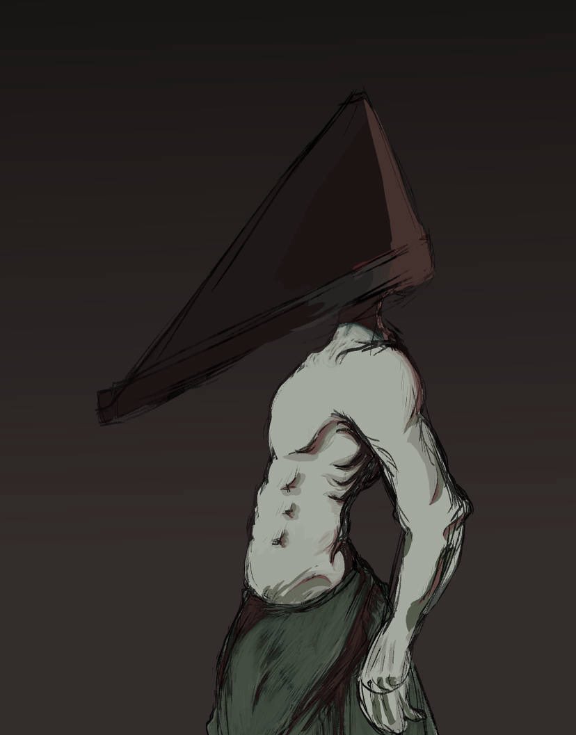 bugabomination's tweet image. pyramid head i drew when i was 13. ok bye.