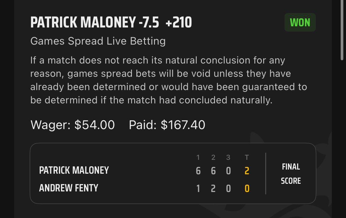 tmill61's tweet image. Live @OddsJam tennis arb for $17 profit this morning. πΎ
π HR and DK
π° $249 invested with 7% ROI!
Try OddsJam! π 7 days free + code TMILL for 35% off your first month.π oddsjam.com/?ref=tmill61